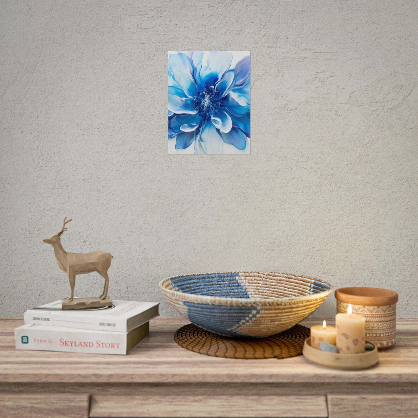 Ethereal Bloom - Abstract Blue Floral Art Print