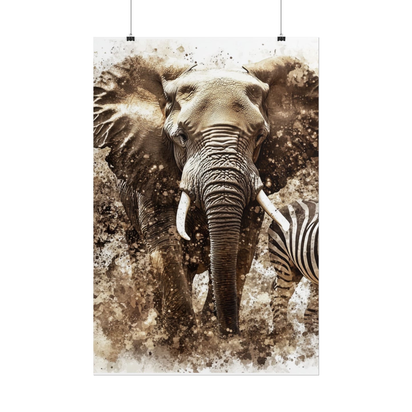 Safari Majesty - Abstract Elephant and Zebra Art Print