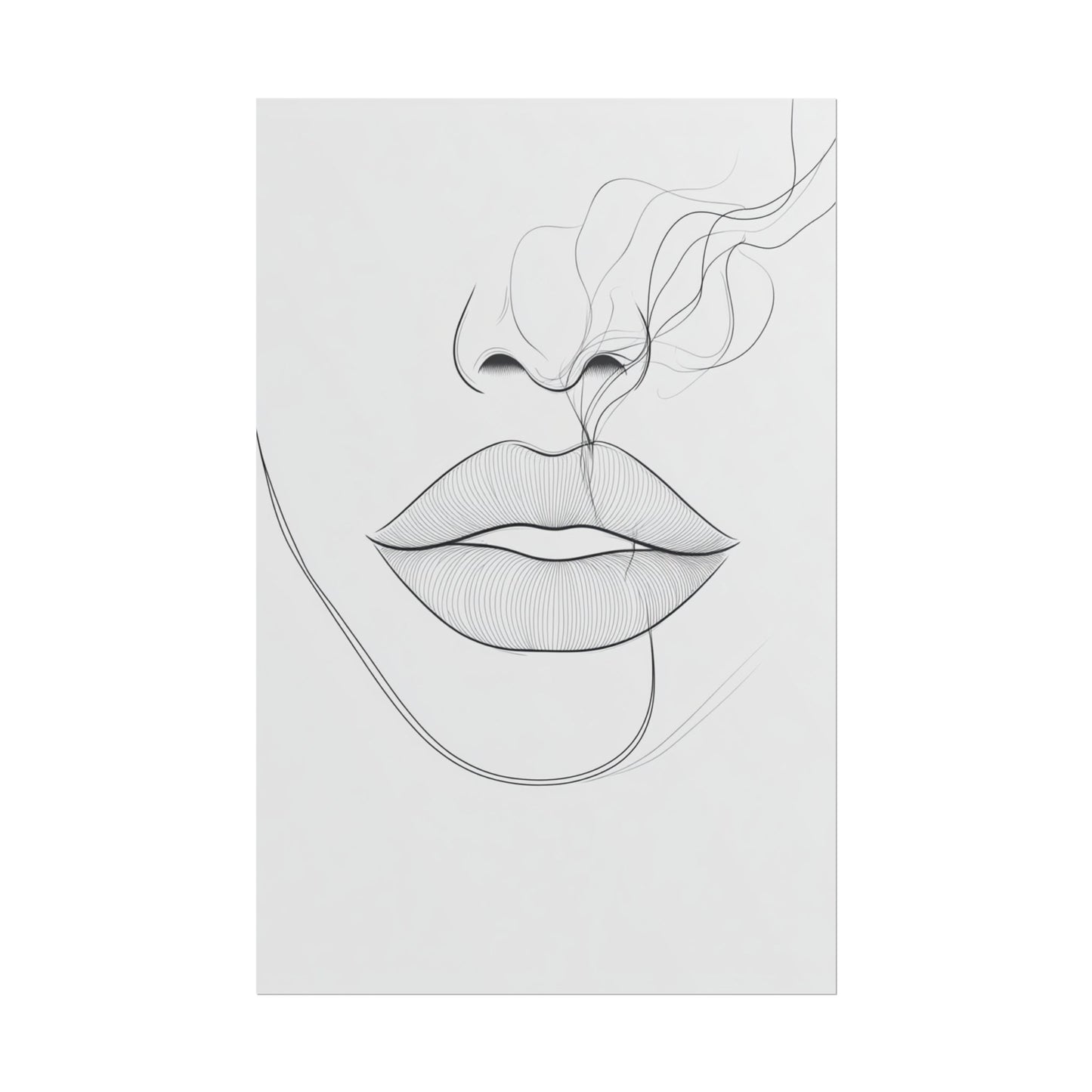 Whispers of Elegance - Abstract Line Art of Lips