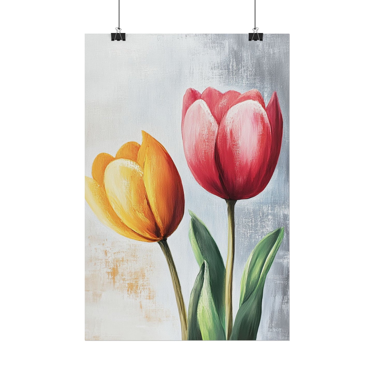 Vibrant Tulips Duo - Abstract Floral Art Print