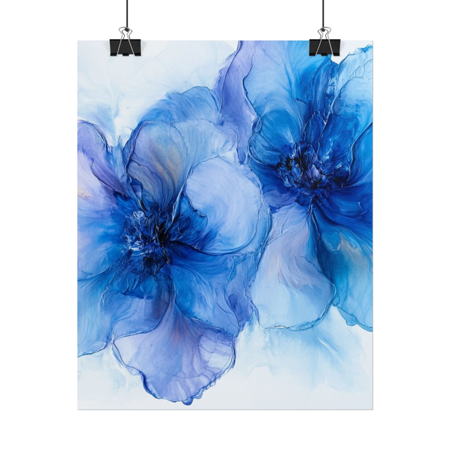 Ethereal Duo - Abstract Floral Art in Shades of Blue