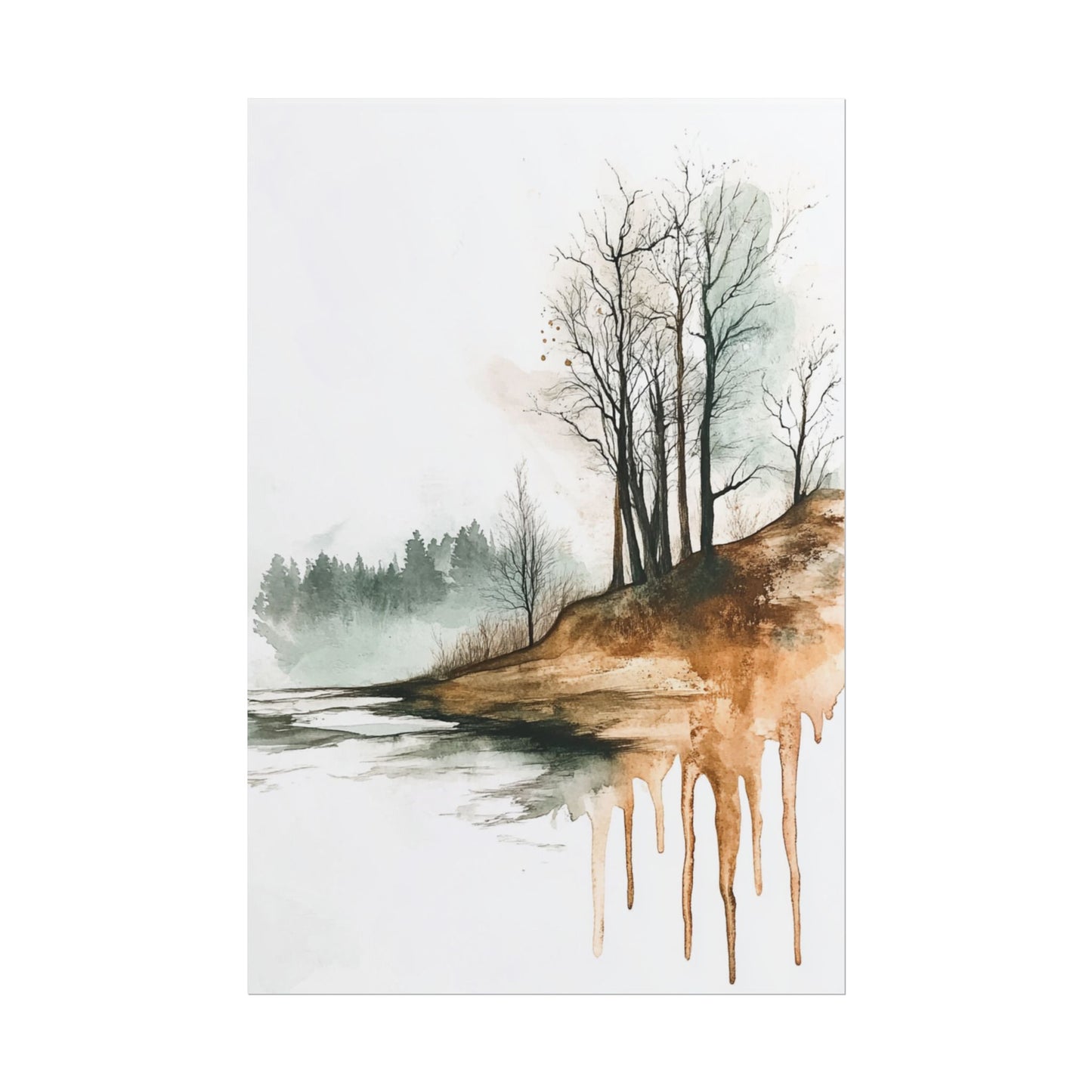 Autumn Reflections - Abstract Watercolour Landscape