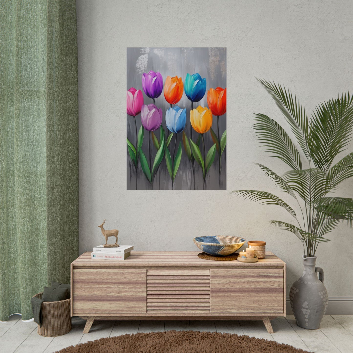 Colourful Tulips - Abstract Floral Art Print