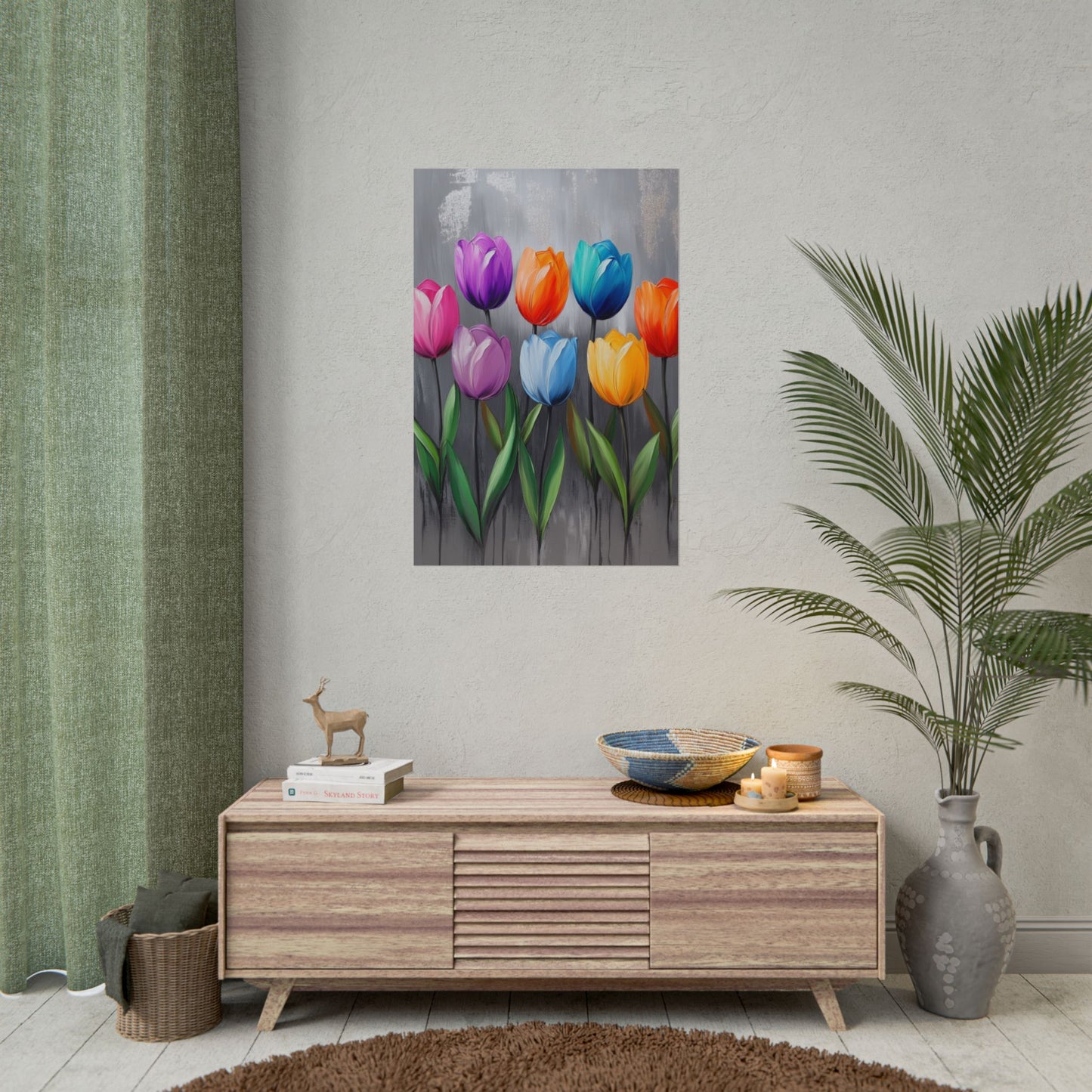 Colourful Tulips - Abstract Floral Art Print