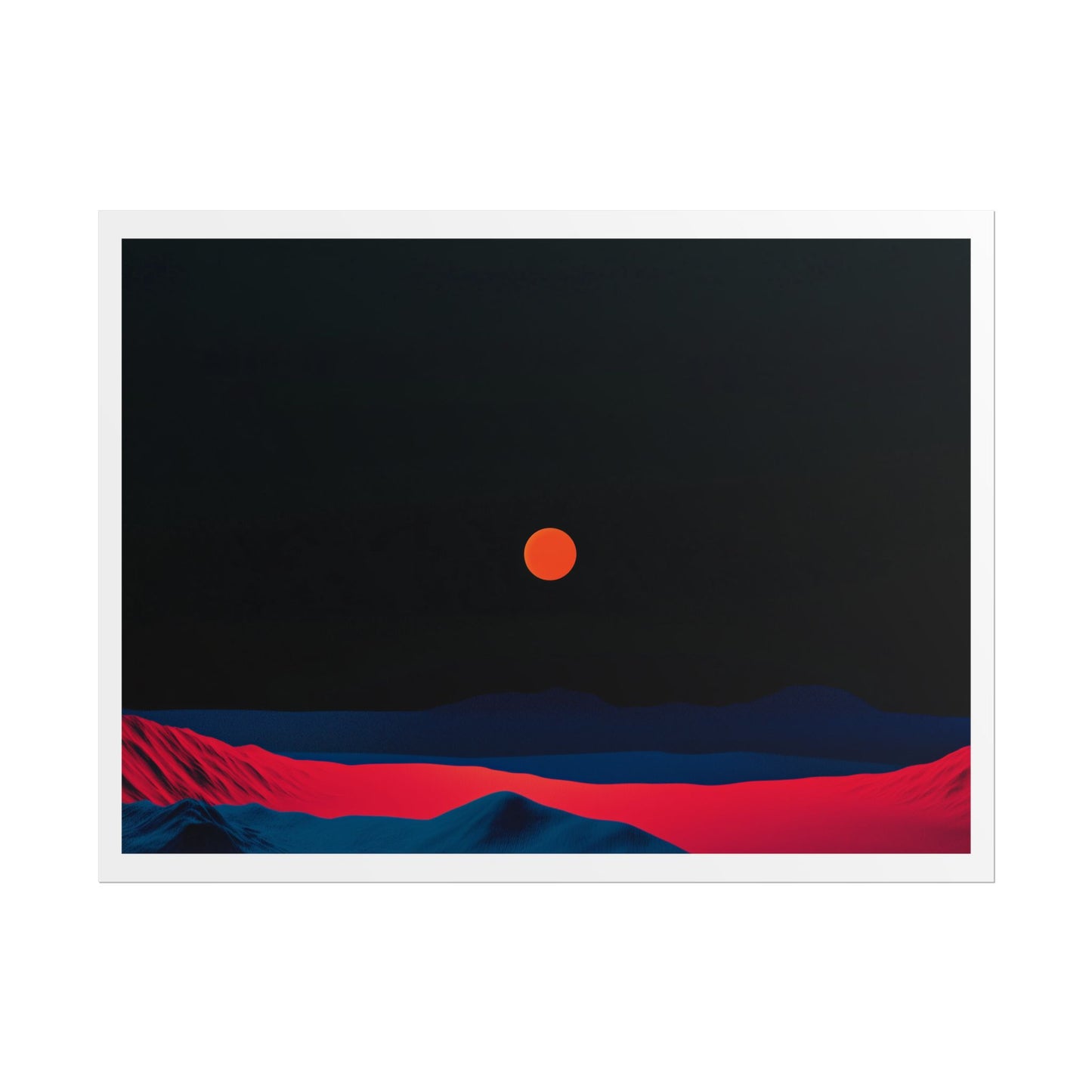 Blood Moon Over Fiery Mountains - Abstract Art Print