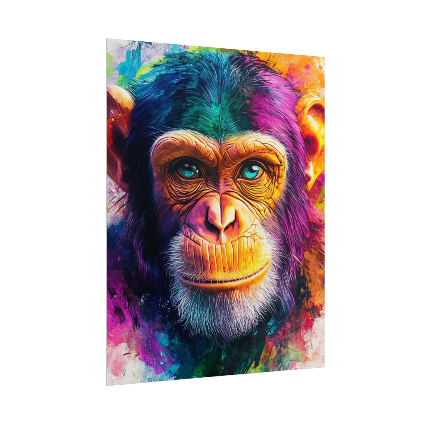 Vibrant Primate - Abstract Portrait of a Chimpanzee