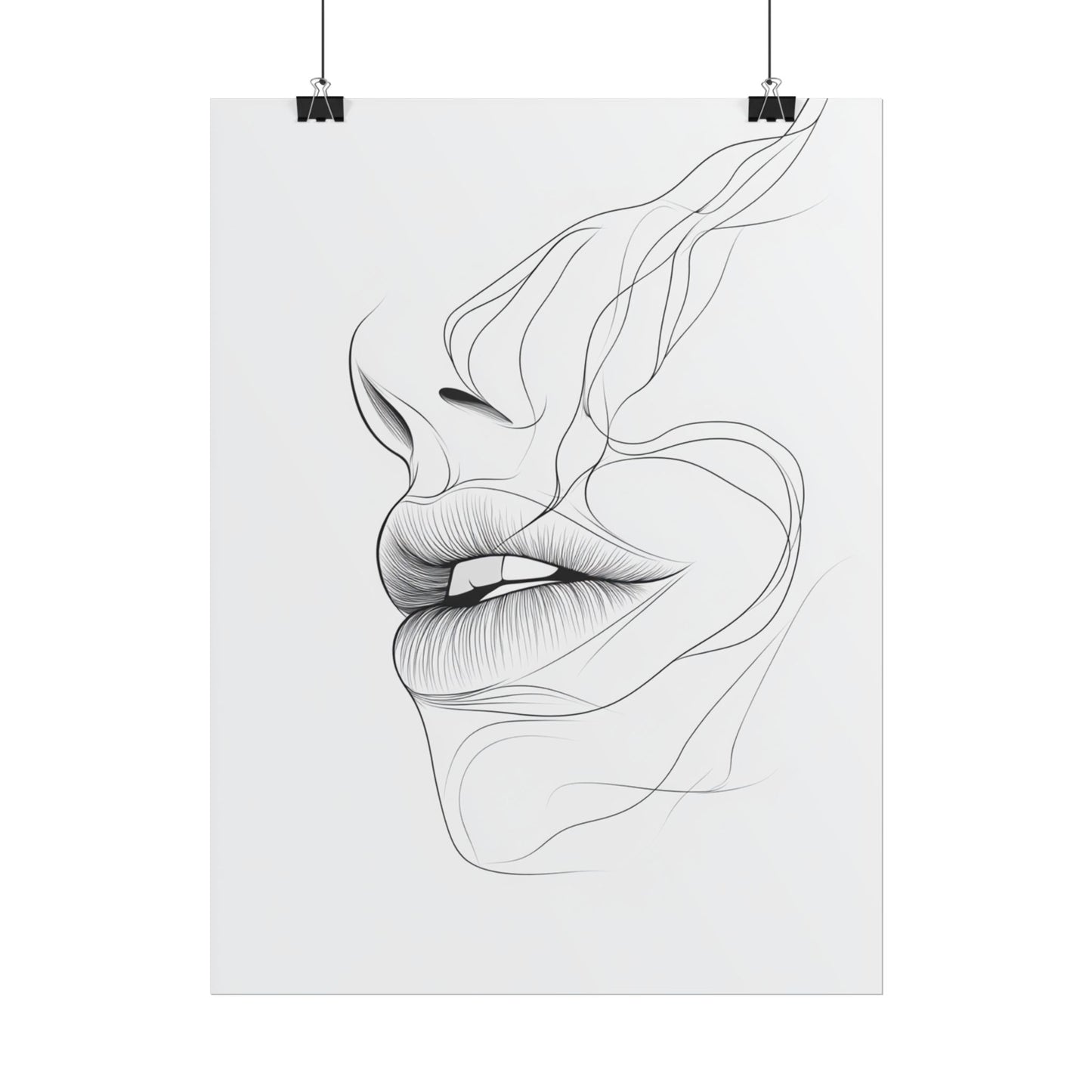 Echoes of Simplicity - Minimalist Abstract Lips Line Art