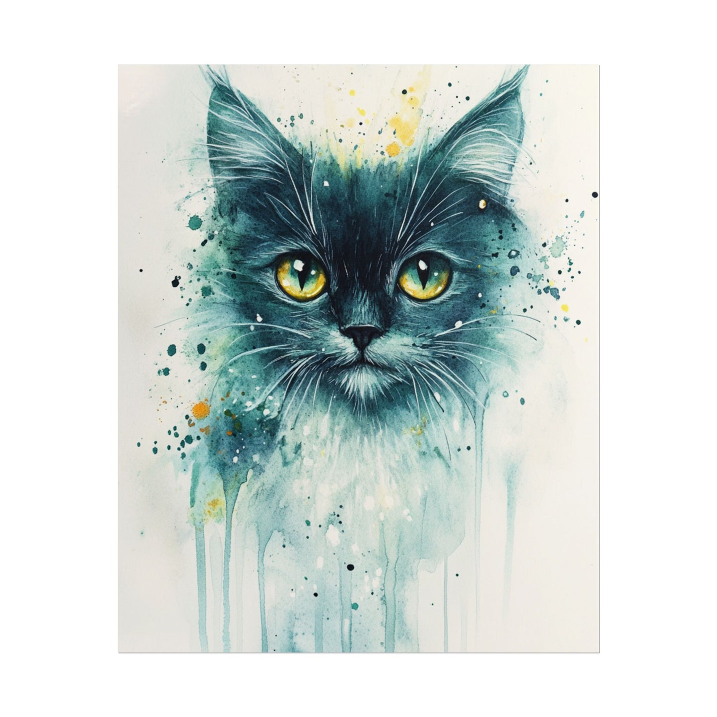 Enigmatic Gaze - Abstract Cat Watercolour Art Print