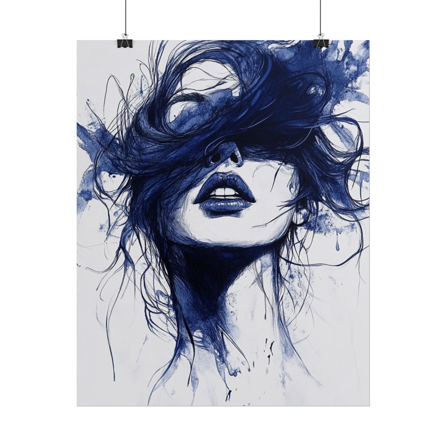 Veil of Blue - Abstract Portrait Print