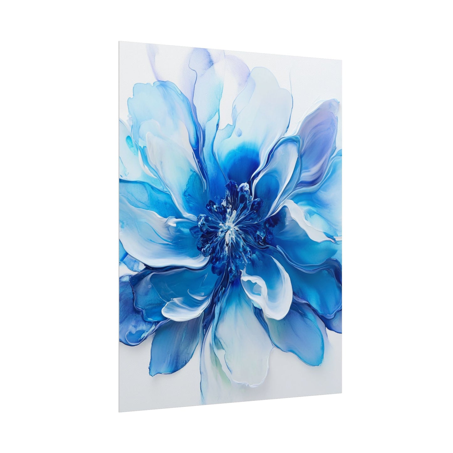 Ethereal Bloom - Abstract Blue Floral Art Print