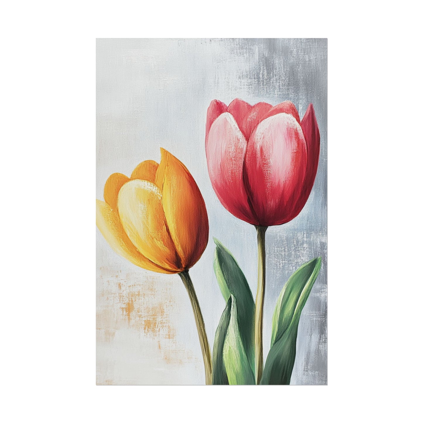 Vibrant Tulips Duo - Abstract Floral Art Print