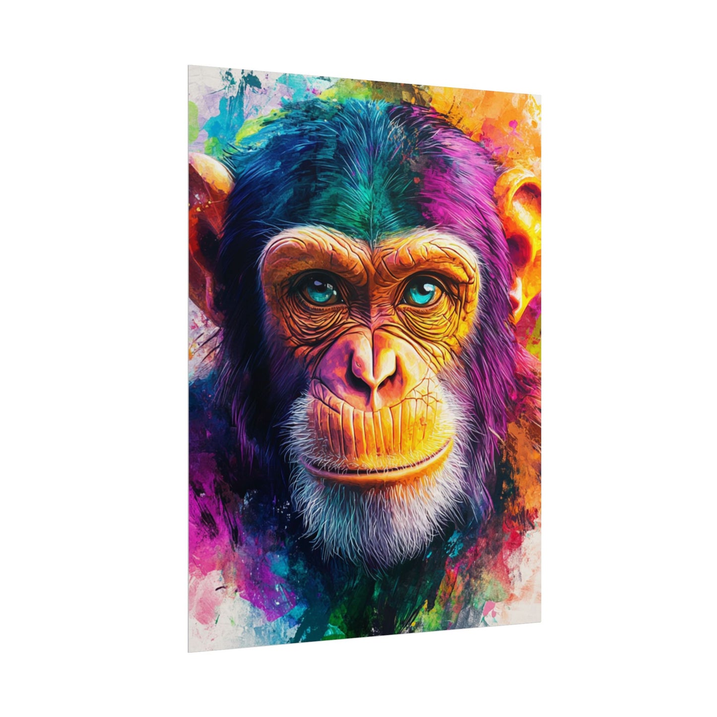 Vibrant Primate - Abstract Portrait of a Chimpanzee