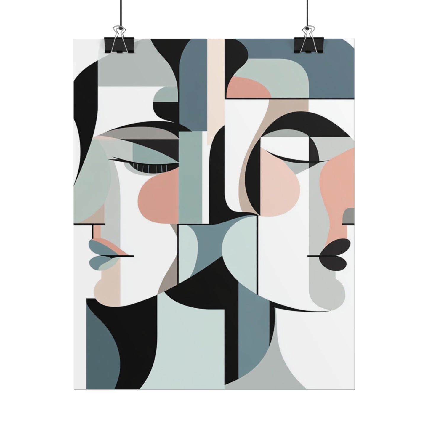 Duality in Form - Abstract Faces Art Print