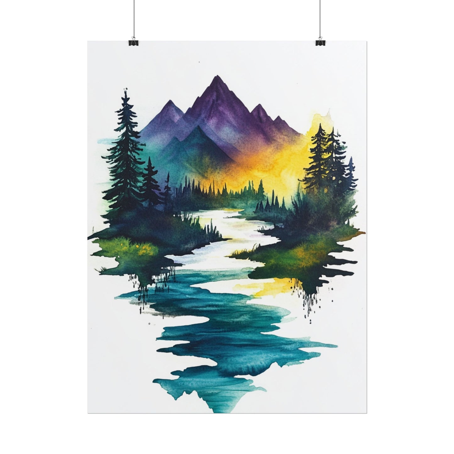 Tranquil Mountain Reflections - Abstract Landscape Art Print