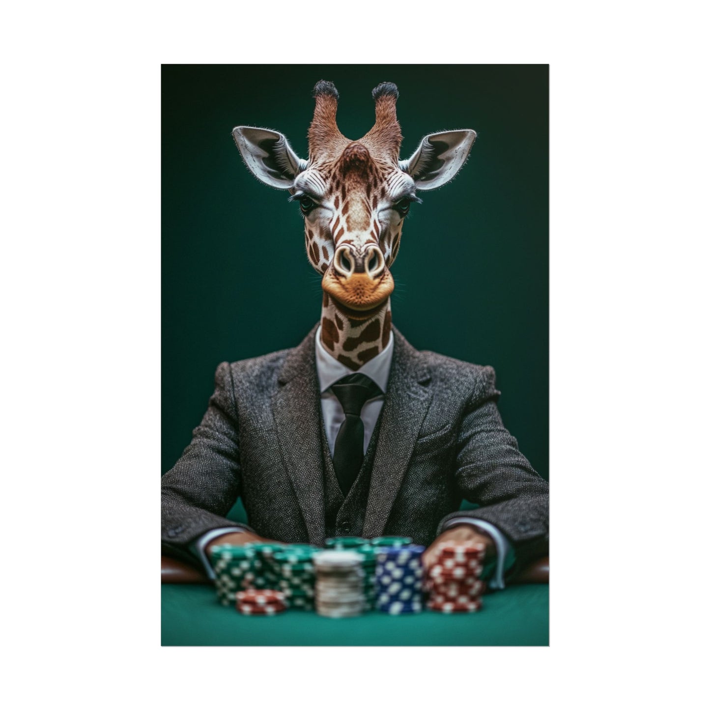 Poker Face Giraffe - Abstract Art with a Playful Twist