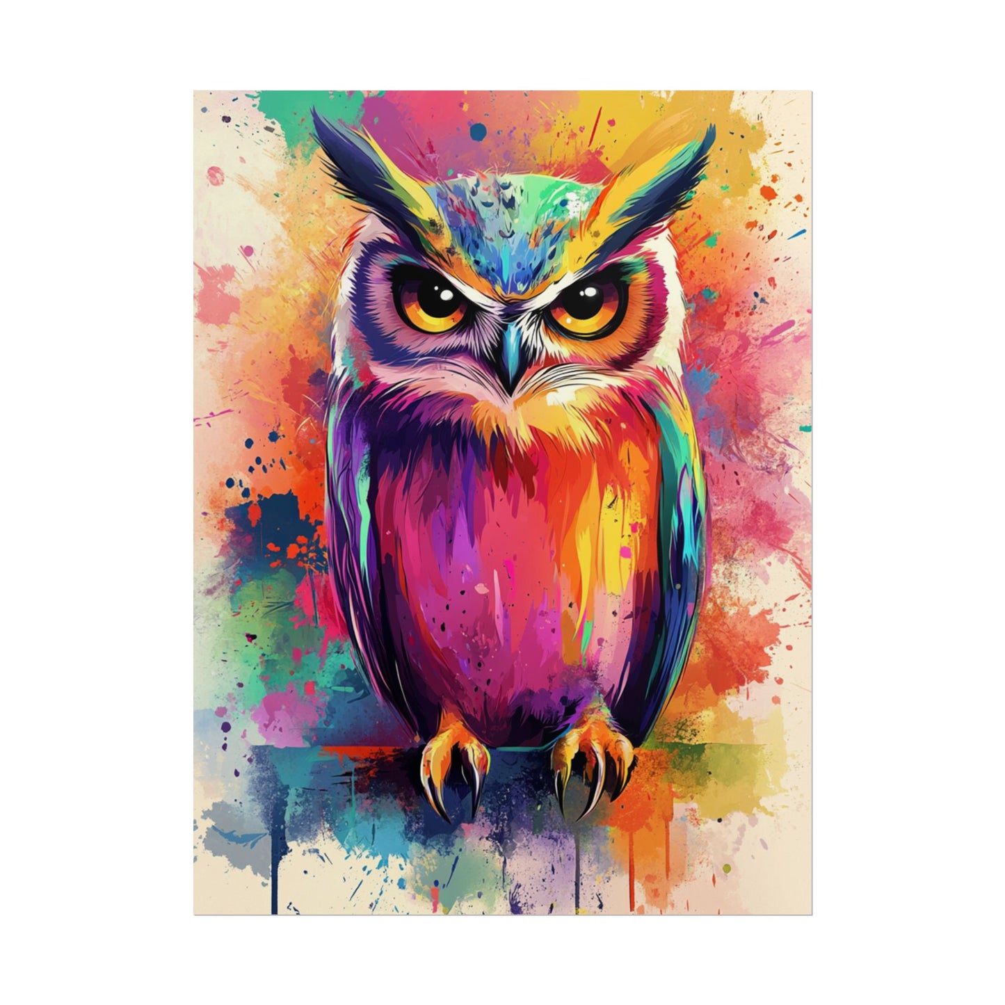 Vibrant Owl - Abstract Wildlife Art Print