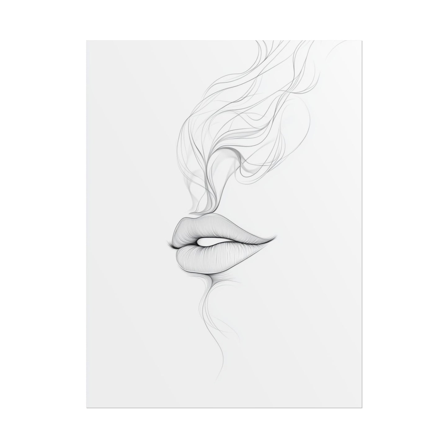 Whispers of Elegance - Delicate Abstract Line Art of Lips