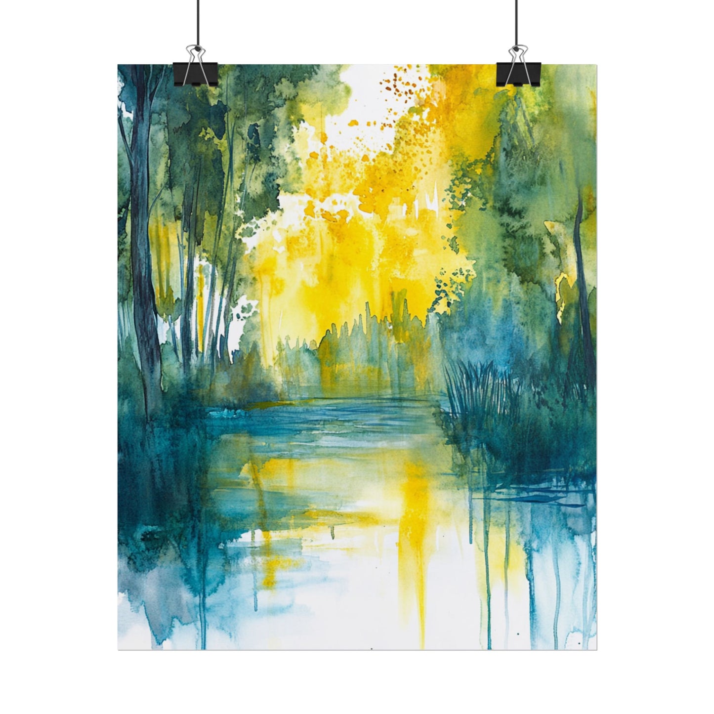 Radiant Reflections - Abstract Woodland Watercolour