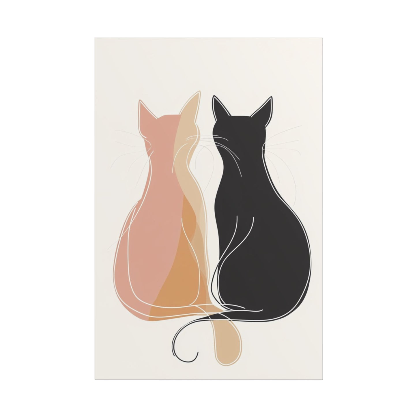 Companions in Silence - Minimalist Abstract Cat Duo