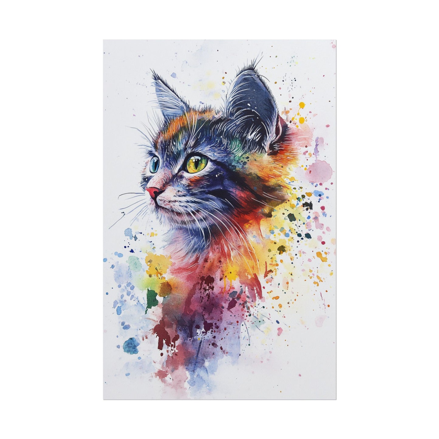 Vibrant Feline - Abstract Watercolour Cat Art Print