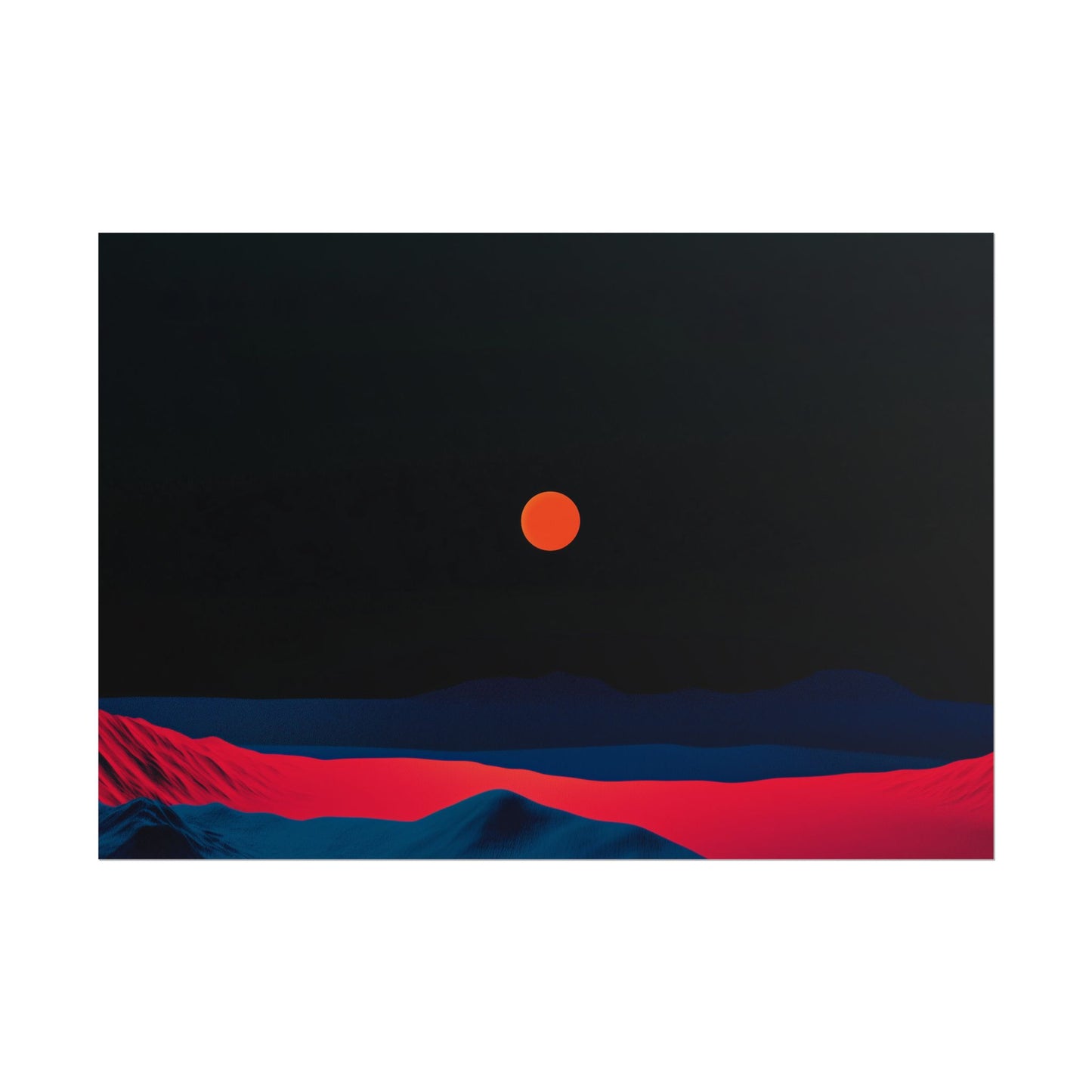 Blood Moon Over Fiery Mountains - Abstract Art Print