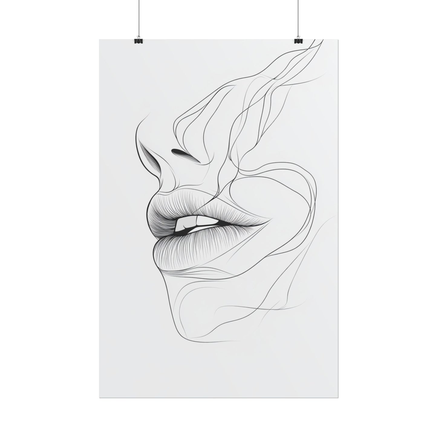 Echoes of Simplicity - Minimalist Abstract Lips Line Art