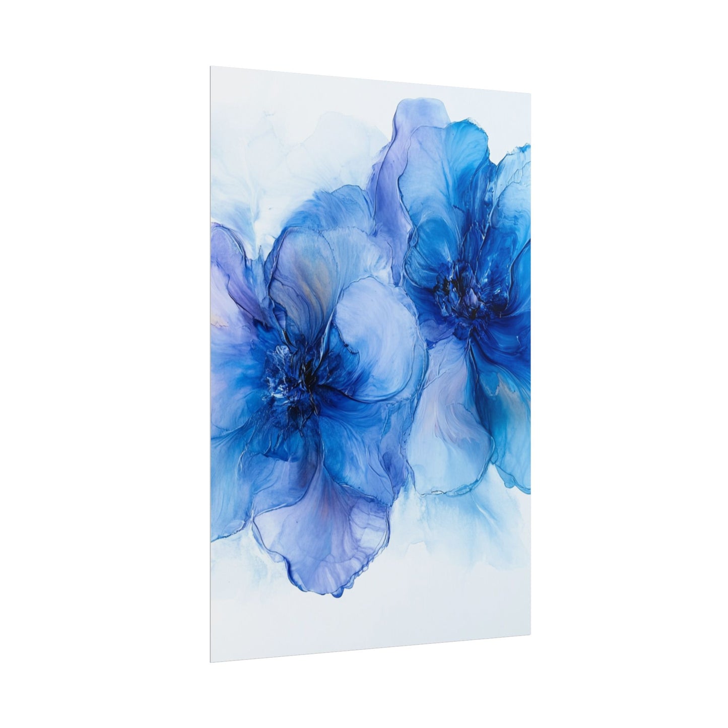 Ethereal Duo - Abstract Floral Art in Shades of Blue