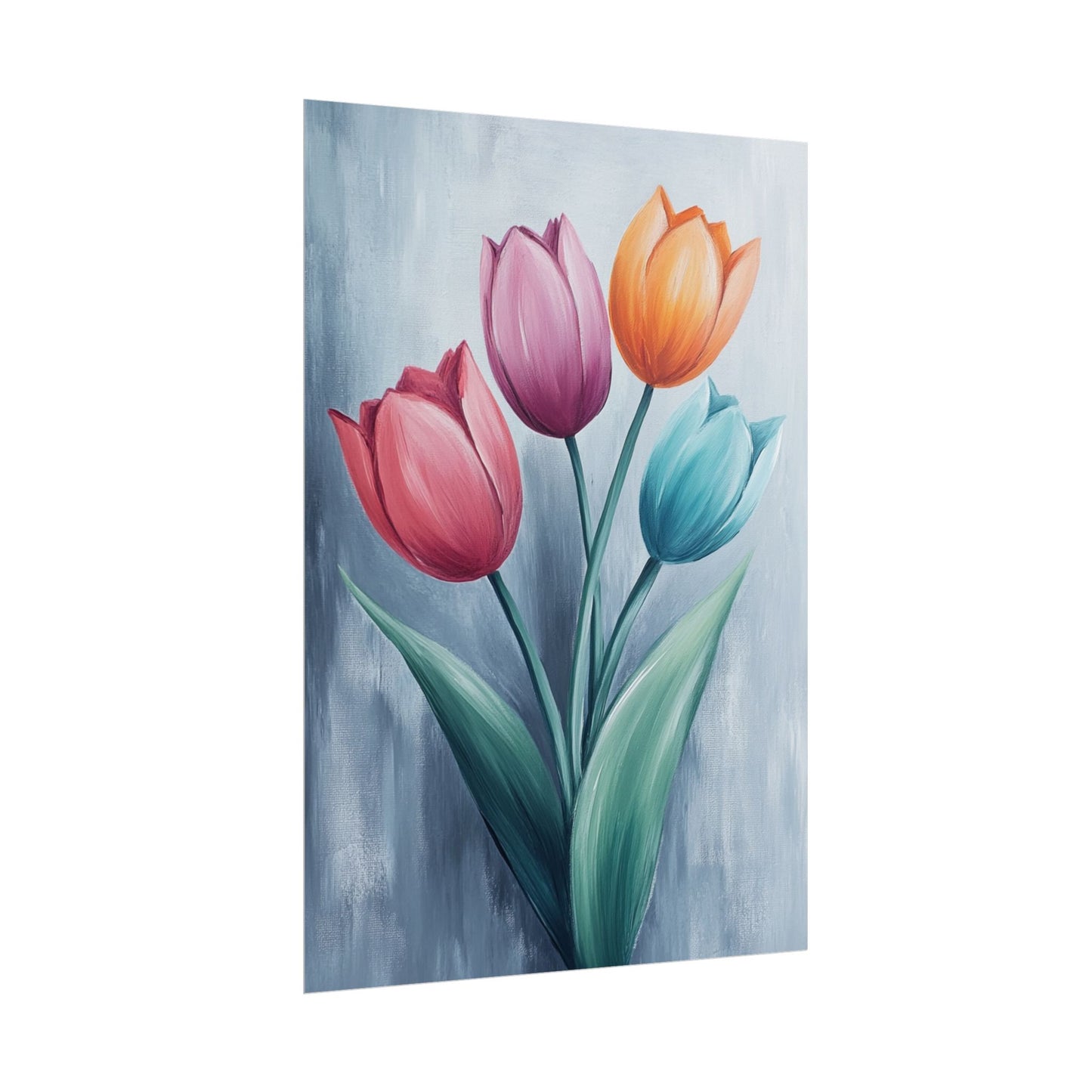 Colourful Tulip Quartet - Abstract Floral Art Print