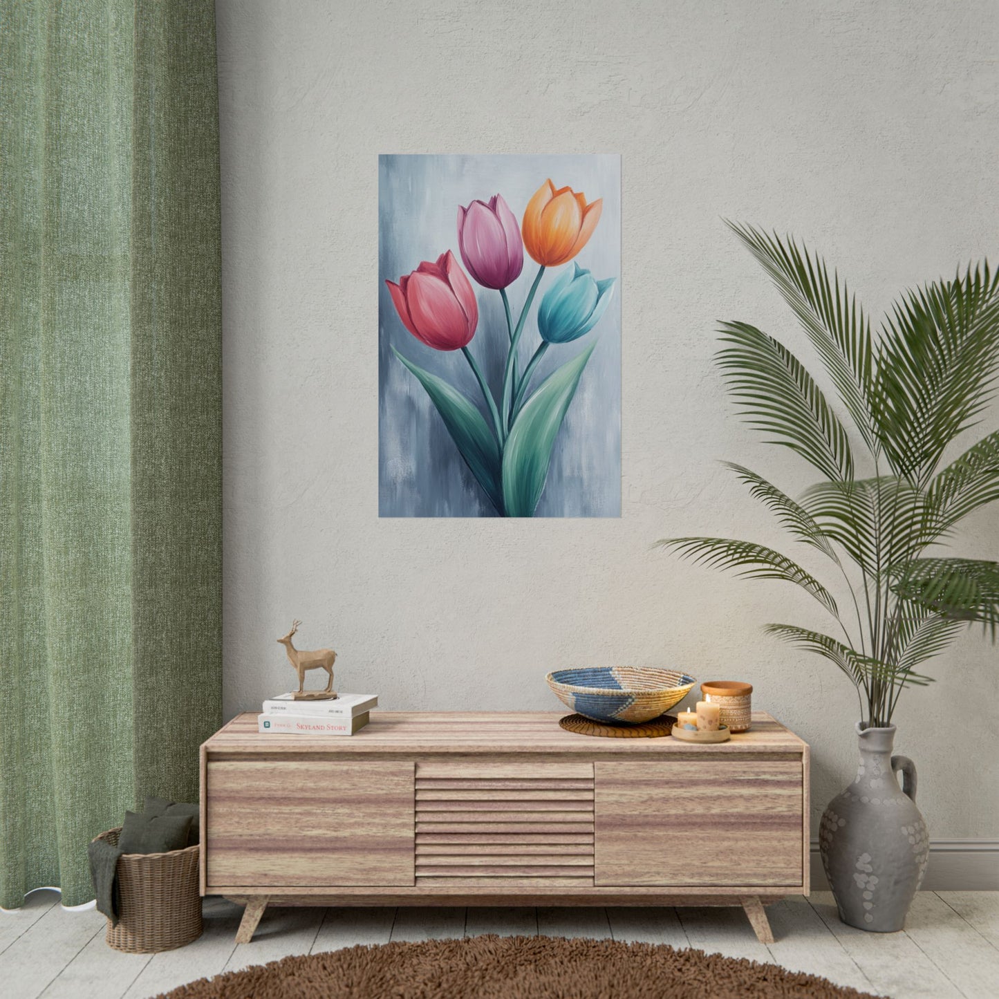 Colourful Tulip Quartet - Abstract Floral Art Print