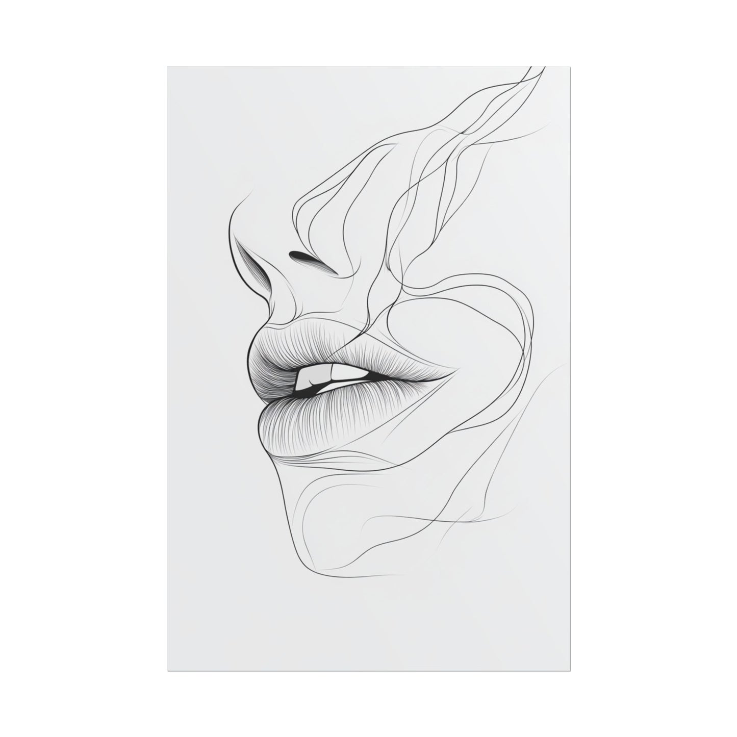 Echoes of Simplicity - Minimalist Abstract Lips Line Art