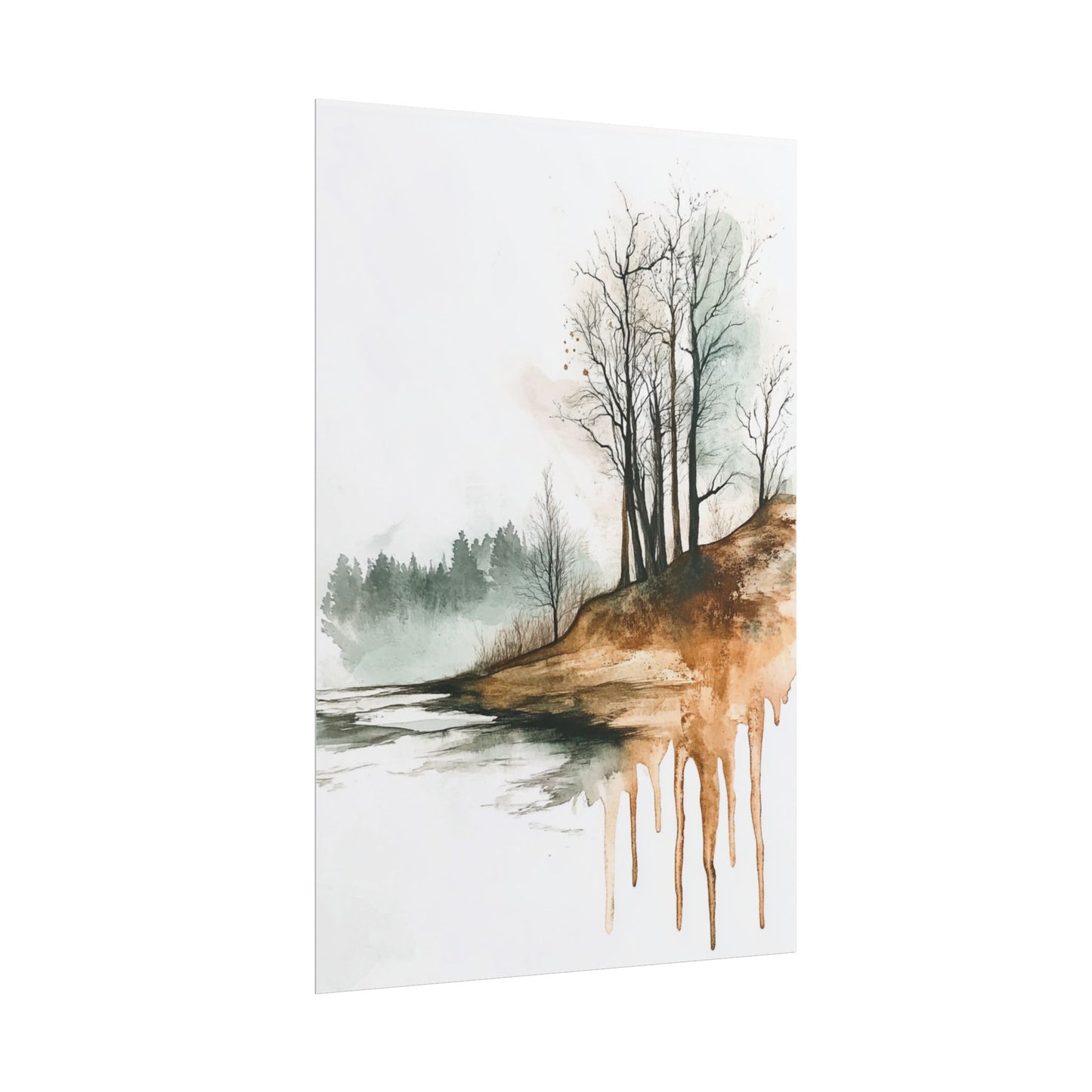 Autumn Reflections - Abstract Watercolour Landscape