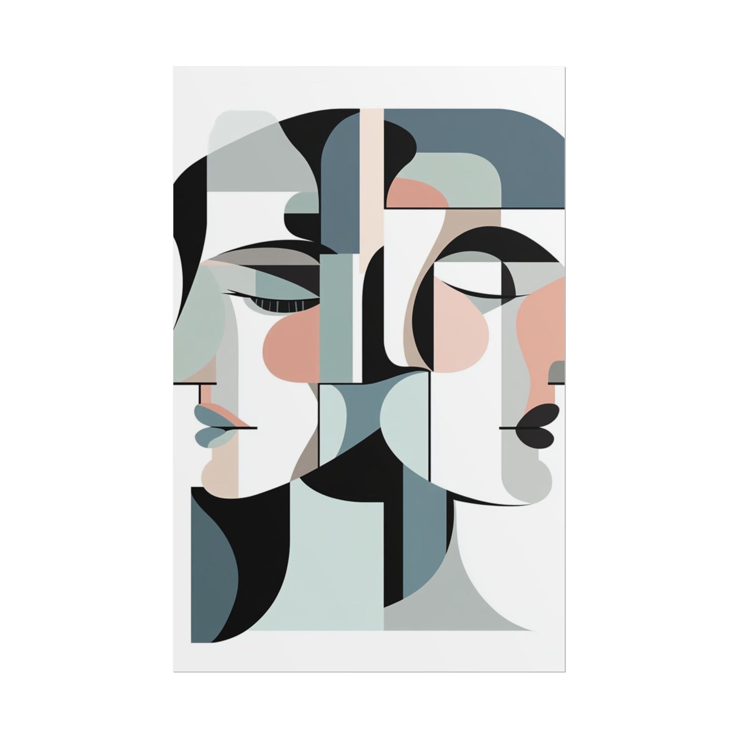 Duality in Form - Abstract Faces Art Print