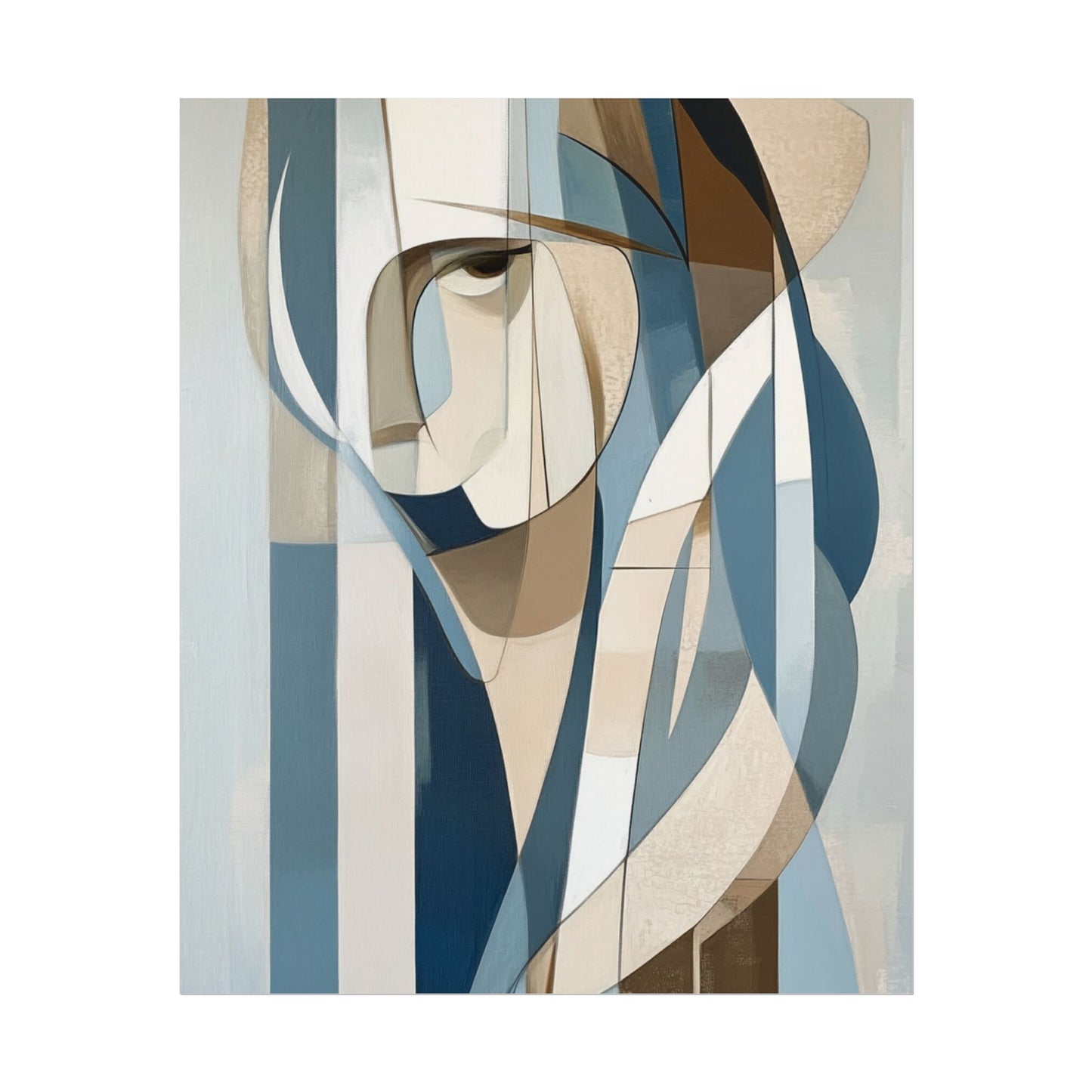 Contemplation in Blue - Modern Abstract Portrait