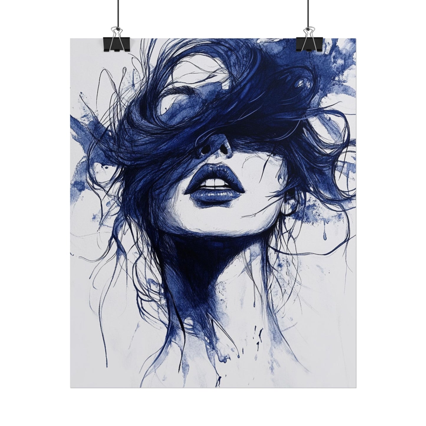 Veil of Blue - Abstract Portrait Print