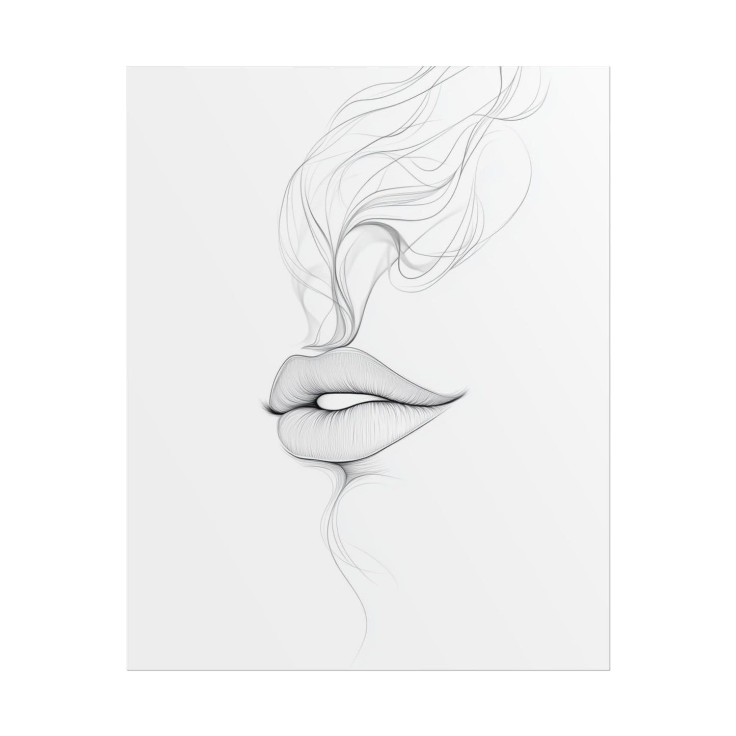 Whispers of Elegance - Delicate Abstract Line Art of Lips