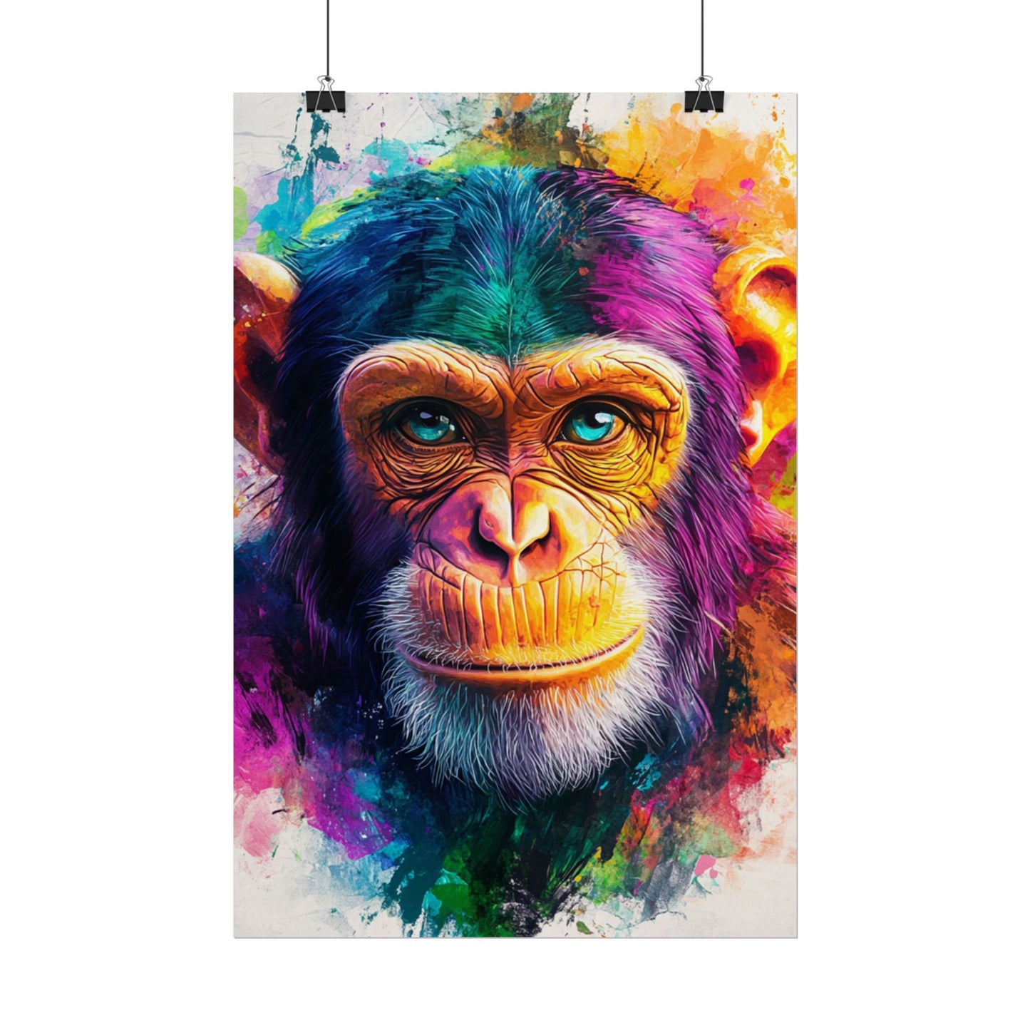 Vibrant Primate - Abstract Portrait of a Chimpanzee