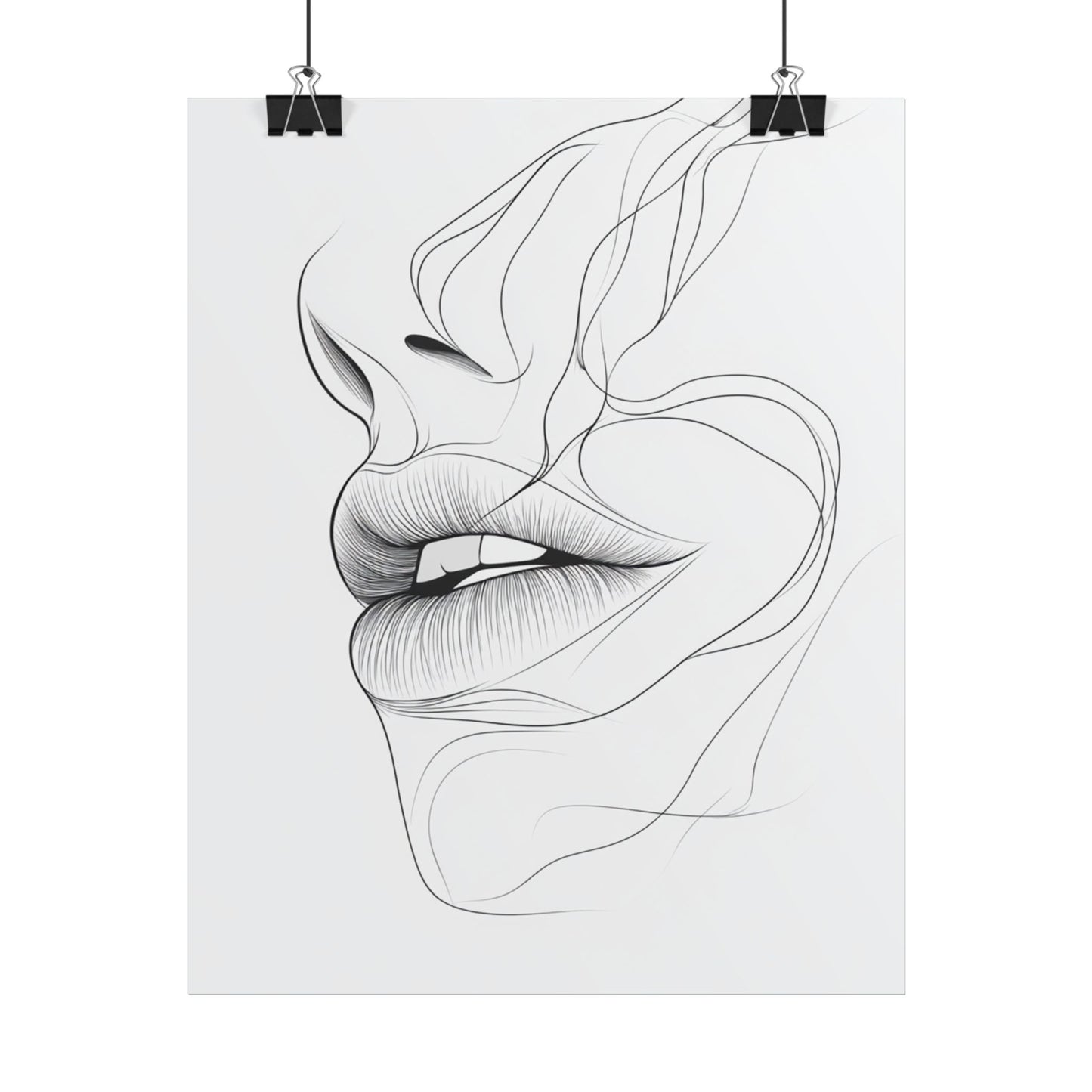 Echoes of Simplicity - Minimalist Abstract Lips Line Art