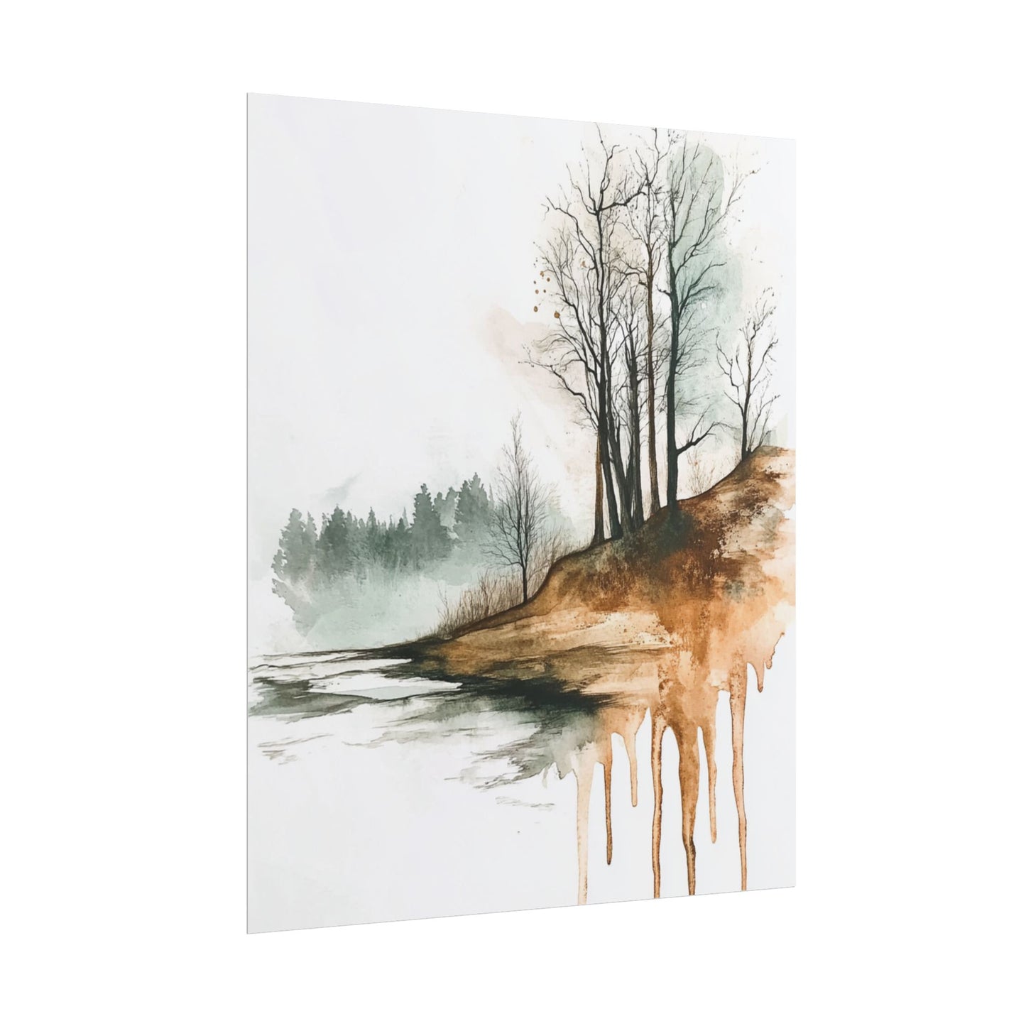 Autumn Reflections - Abstract Watercolour Landscape