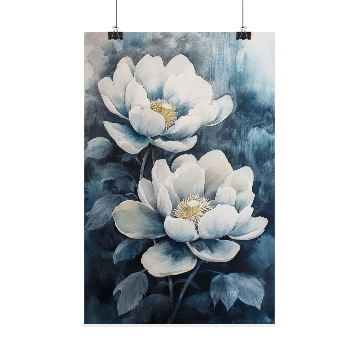 Elegant White Blooms - Abstract Floral Watercolour Print