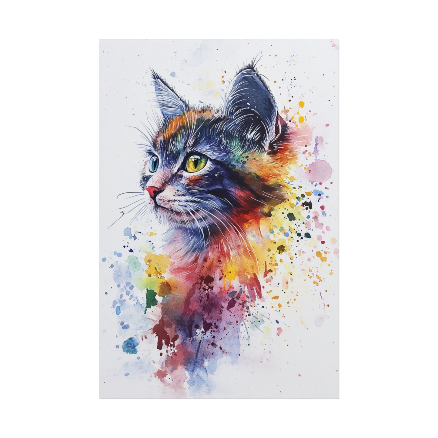 Vibrant Feline - Abstract Watercolour Cat Art Print