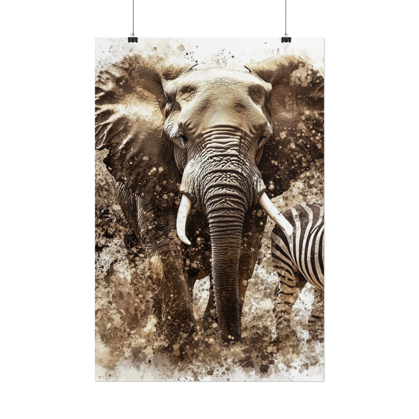 Safari Majesty - Abstract Elephant and Zebra Art Print