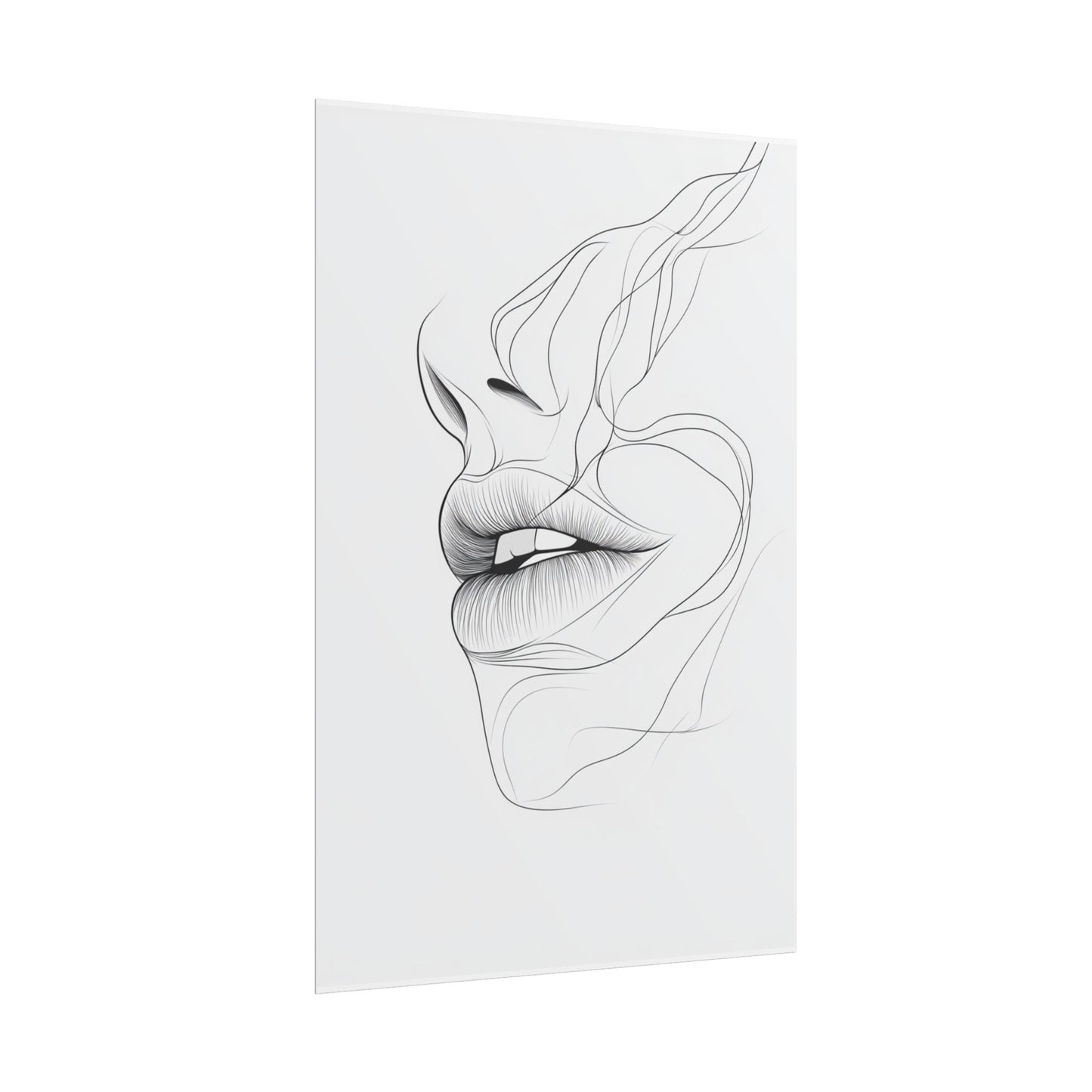 Echoes of Simplicity - Minimalist Abstract Lips Line Art