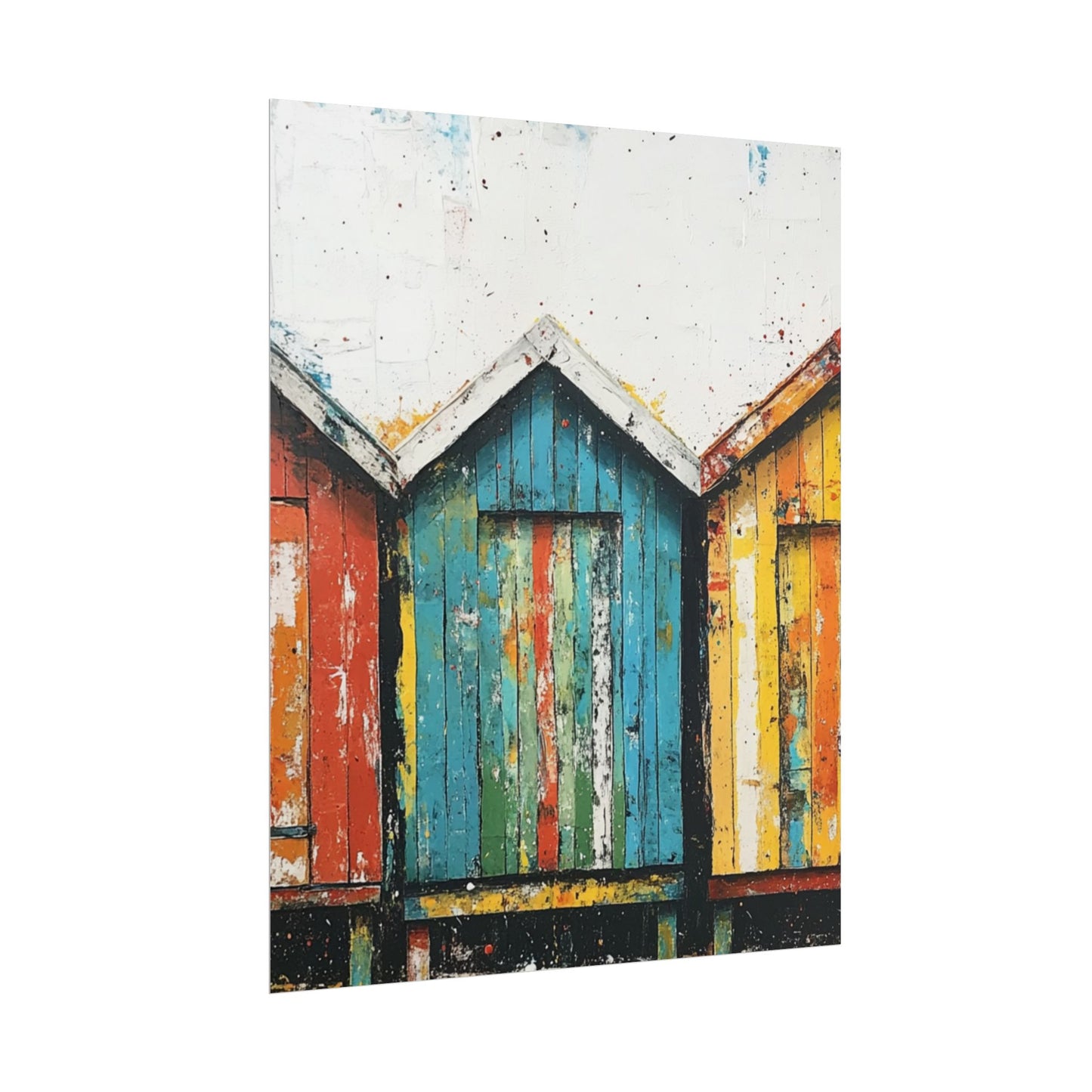 Vibrant Beach Huts - Coastal Abstract Art Print