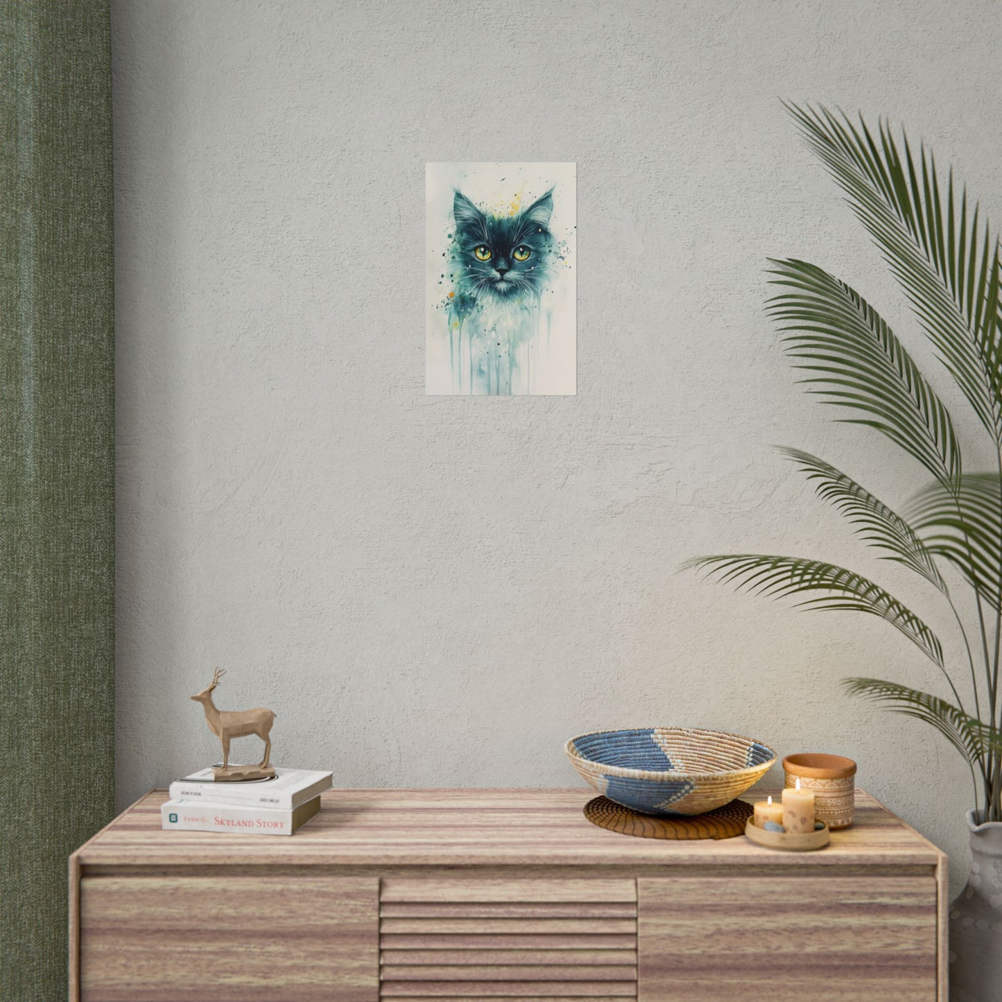 Enigmatic Gaze - Abstract Cat Watercolour Art Print