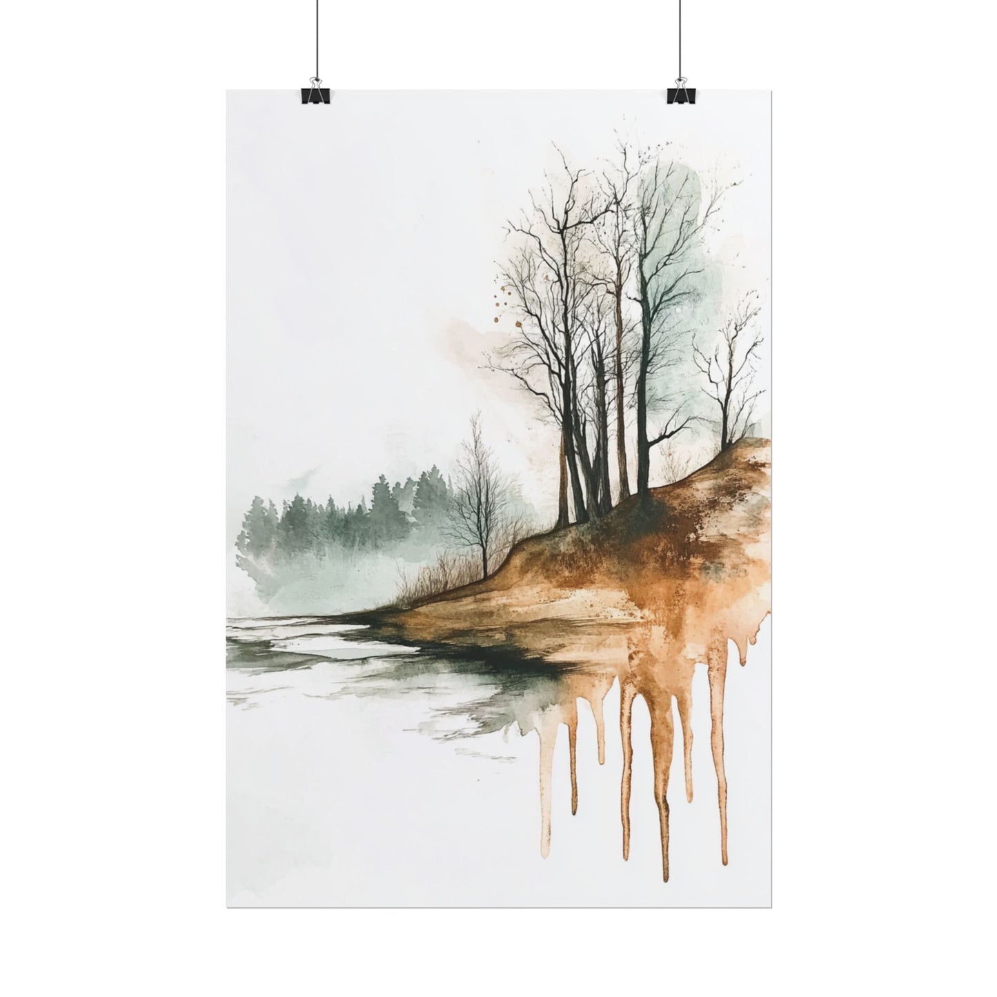 Autumn Reflections - Abstract Watercolour Landscape