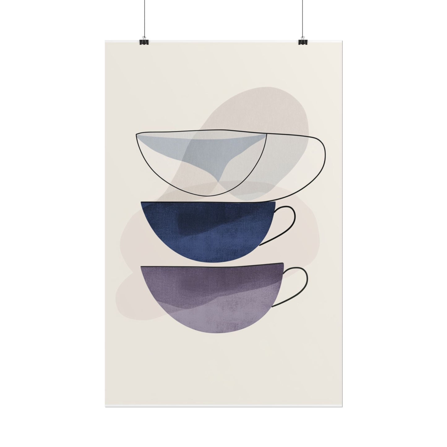 Minimalist Teacups - Abstract Modern Art Print