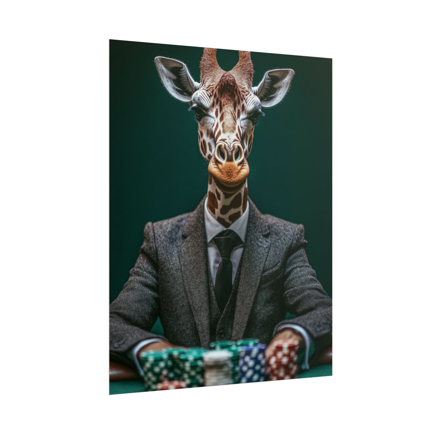 Poker Face Giraffe - Abstract Art with a Playful Twist