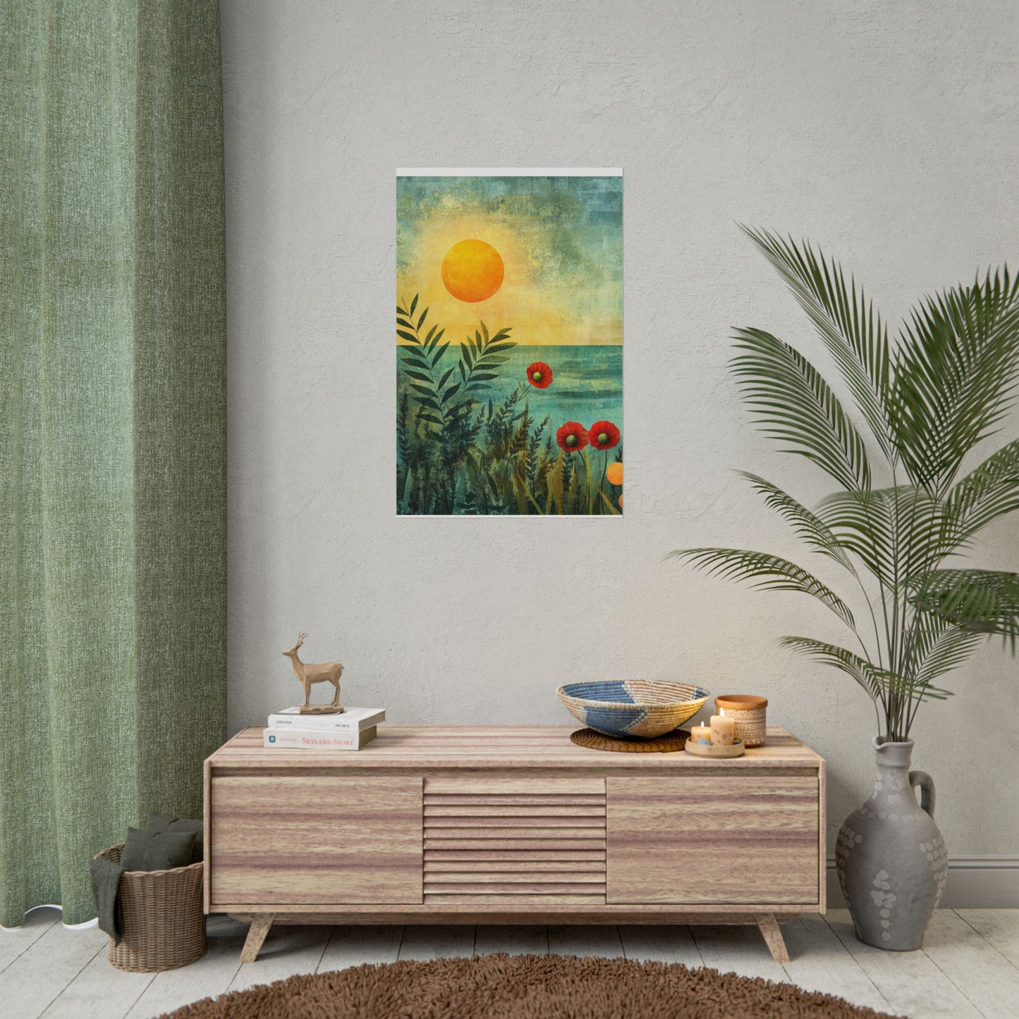 Sunrise Serenity - Abstract Coastal Floral Art Print