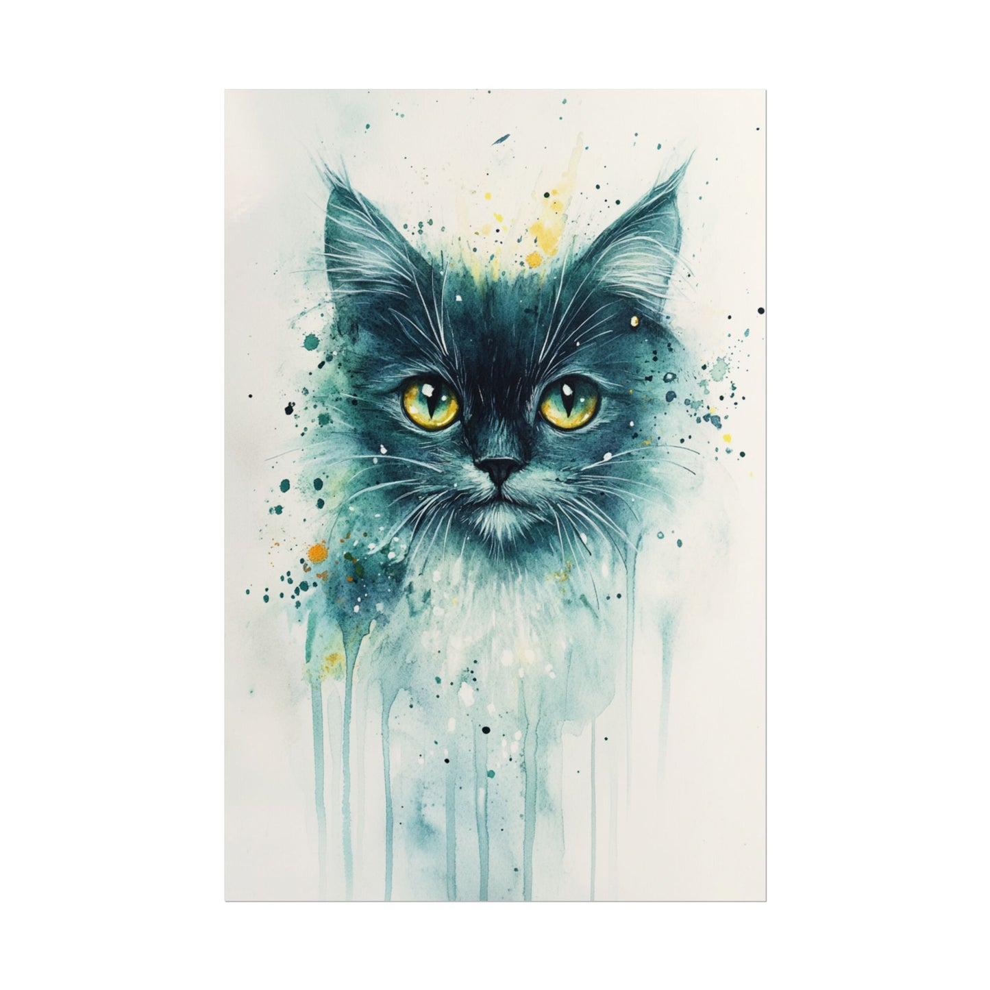 Enigmatic Gaze - Abstract Cat Watercolour Art Print