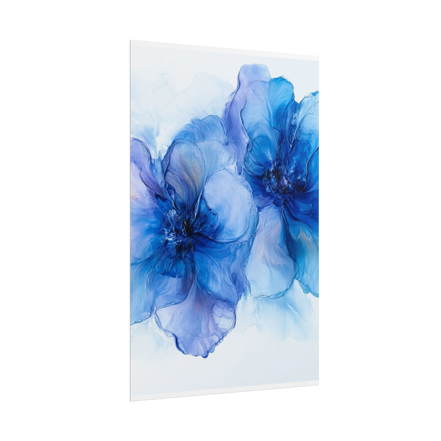 Ethereal Duo - Abstract Floral Art in Shades of Blue